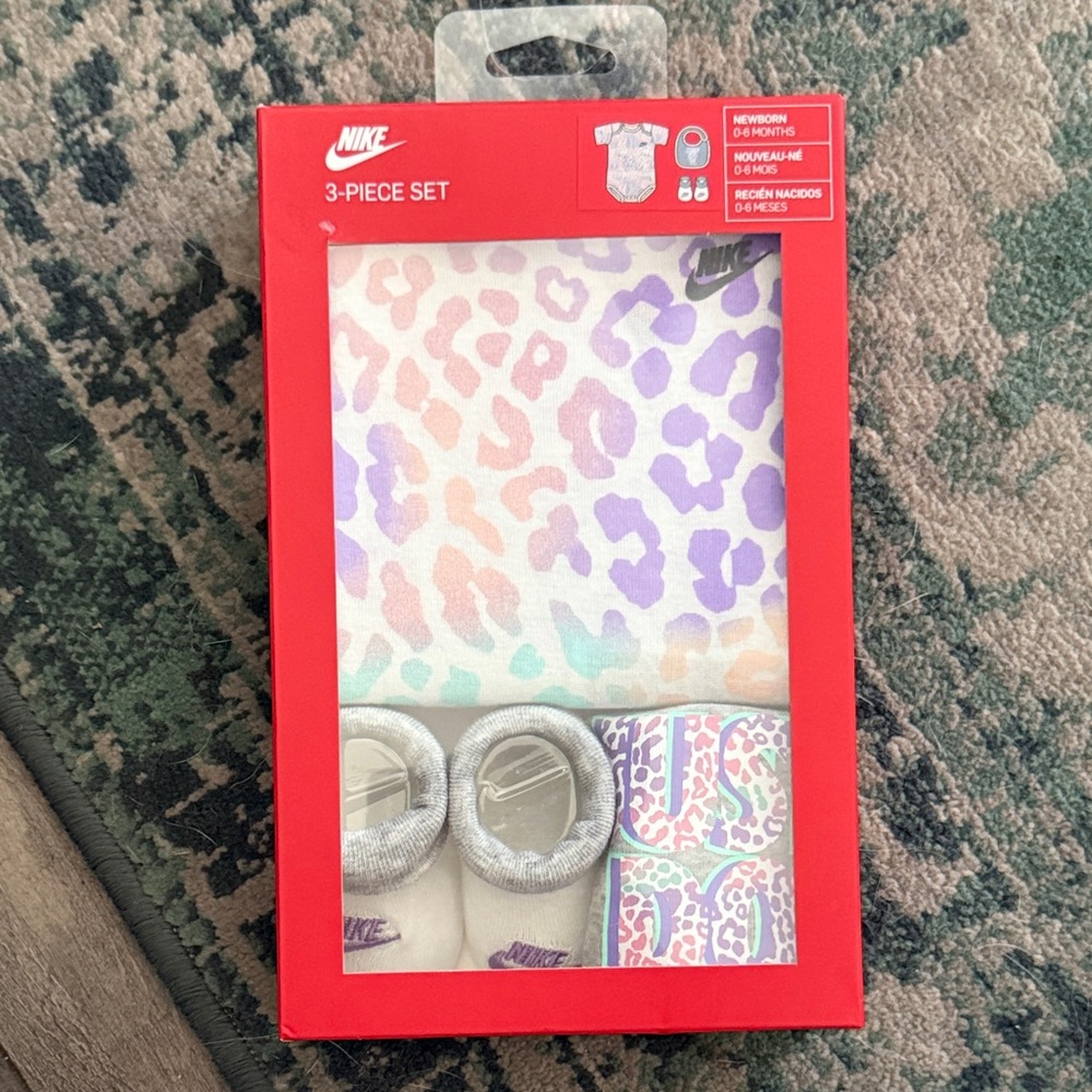 Nike Infant 3-Piece Set with Pastel Leopard Print